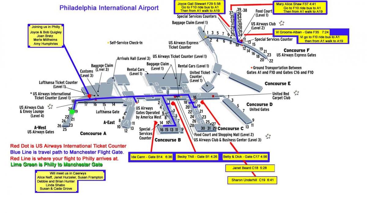 карту аэропорта Филадельфии