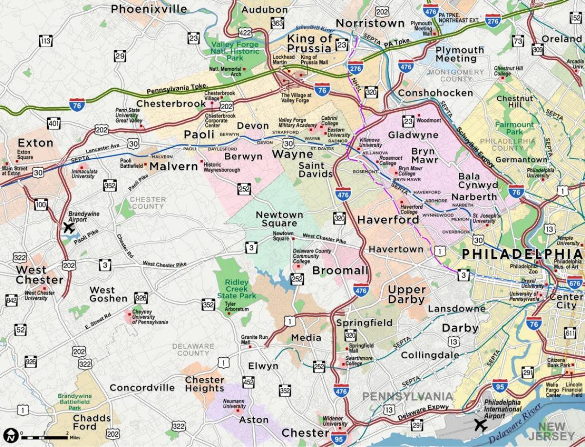 карта главной линии Филадельфии
