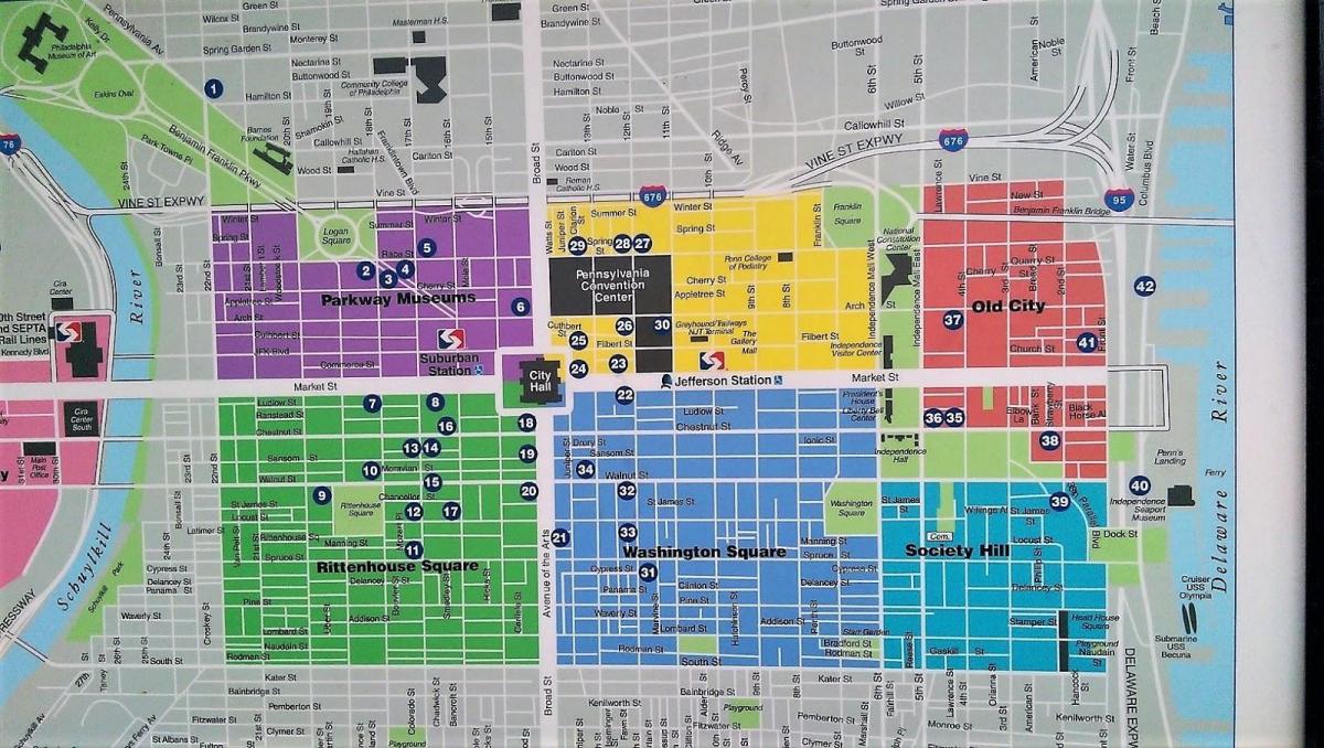карта центра города Филадельфии