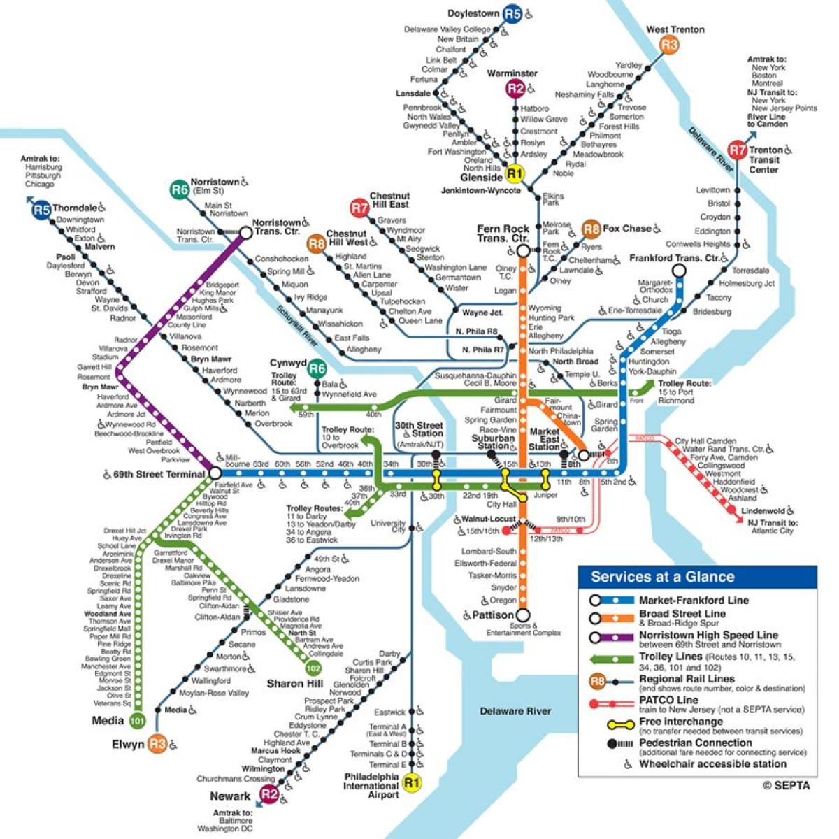 карта Филадельфии метро